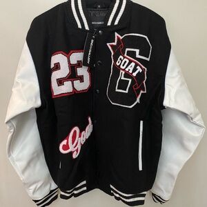Gallery “GOAT” Black/White Varsity Jacket